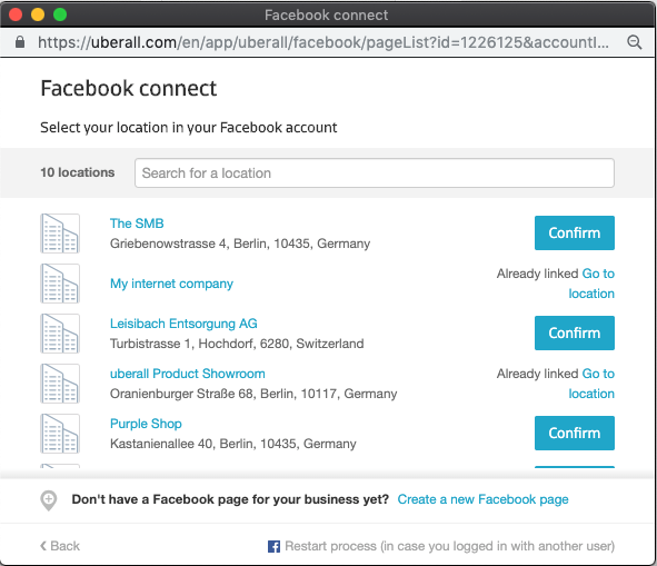 Facebook connect page image