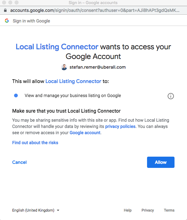 Google access request image
